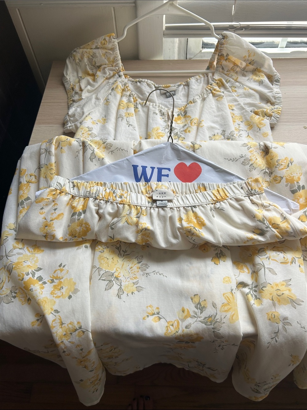 a new day Yellow & Cream Skirt with Matching Floral Print Top
